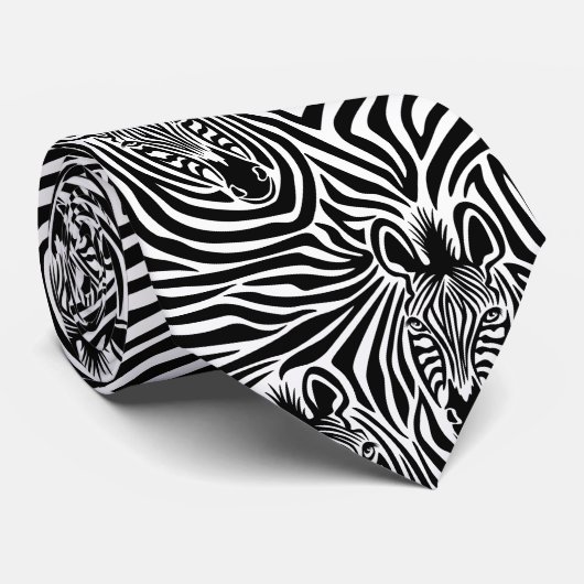 Trendy Zebra Print Black and White Pattern Stropdas (Opgerold)