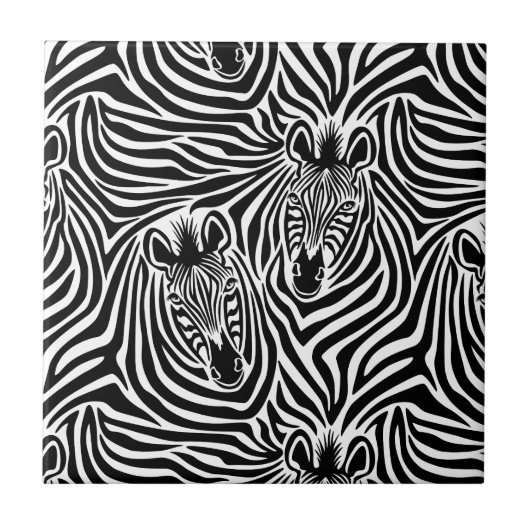 Trendy Zebra Print Black and White Pattern Tegeltje (Voorkant)