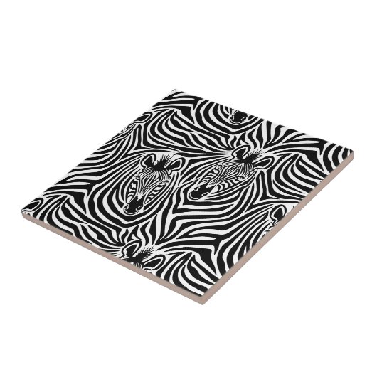 Trendy Zebra Print Black and White Pattern Tegeltje (Zijkant)