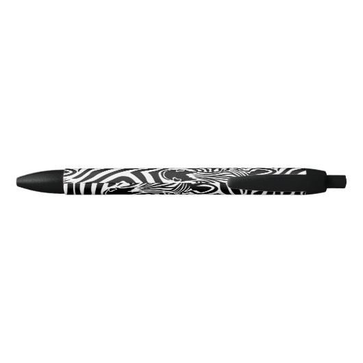 Trendy Zebra Print Black and White Pattern Zwarte Inkt Pen (Achterkant)