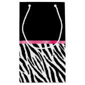 Trendy Zebra Print Chic Hot Pink Bow and Name Klein Cadeauzakje (Achterkant)