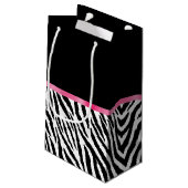 Trendy Zebra Print Chic Hot Pink Bow and Name Klein Cadeauzakje (Achterkant Gekanteld)