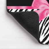 Trendy Zebra Print Chic Hot Pink Bow and Name Muismat (Hoek)