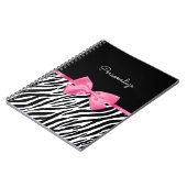 Trendy Zebra Print Chic Hot Pink Bow and Name Notitieboek (Linkerzijde)