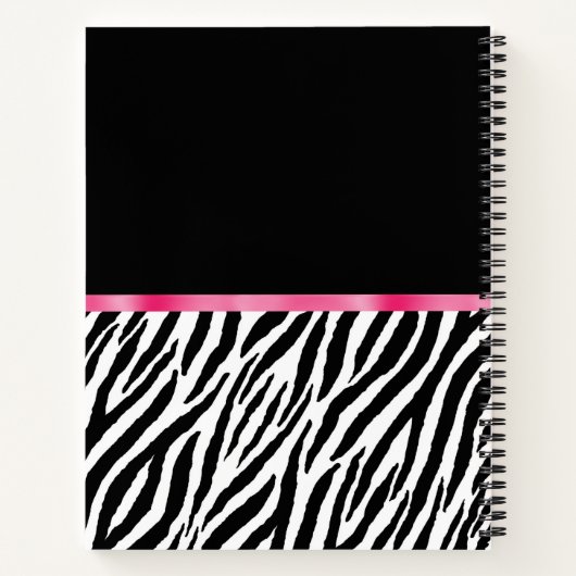 Trendy Zebra Print Chic Hot Pink Bow and Name Notitieboek (Achterkant)
