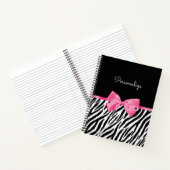 Trendy Zebra Print Chic Hot Pink Bow and Name Notitieboek (Binnen)
