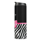 Trendy Zebra Print Chic Hot Pink Bow and Name Thermosbeker (Geroteerd rechts)