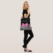 Trendy Zebra Print Chic Hot Pink Bow and Name Tote Bag (Op model)