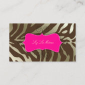 Trendy zebra print, donkerbruin visitekaartje (Achterkant)