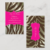 Trendy zebra print, donkerbruin visitekaartje (Voorkant / Achterkant)
