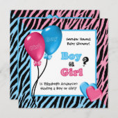 Trendy Zebra Print Gender onthullen Baby shower Kaart (Voorkant / Achterkant)