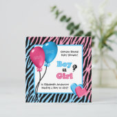 Trendy Zebra Print Gender onthullen Baby shower Kaart (Staand voorkant)