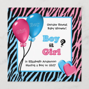 Trendy Zebra Print Gender onthullen Baby shower Kaart