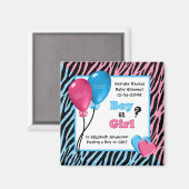 Trendy Zebra Print Gender onthullen Baby shower Magneet (Voorkant / Achterkant)