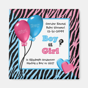 Trendy Zebra Print Gender onthullen Baby shower Magneet