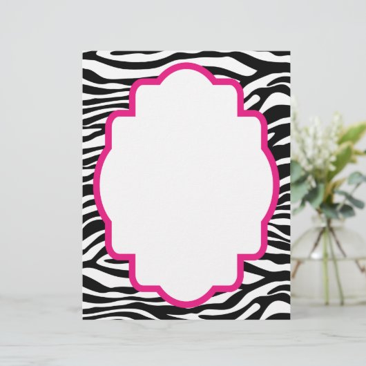 Trendy Zebra Print met roze Gepersonaliseerd Lette (Staand voorkant)