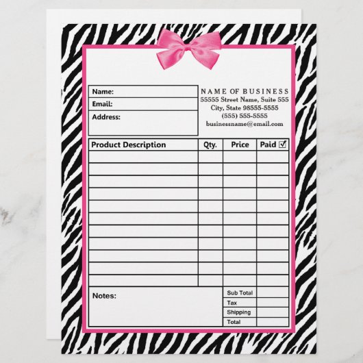 Trendy Zebra print met roze roze roze bestelformul Gepersonaliseerd Briefhoofd (Voorkant / Achterkant)