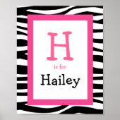 Trendy Zebra Print Nursery Wall Art Name Print (Voorkant)