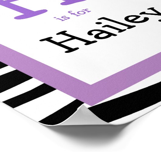 Trendy Zebra Print Nursery Wall Art Name Print (Hoek)