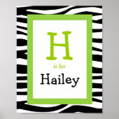 Trendy Zebra Print Nursery Wall Art Name Print (Voorkant)