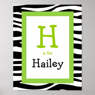Trendy Zebra Print Nursery Wall Art Name Print