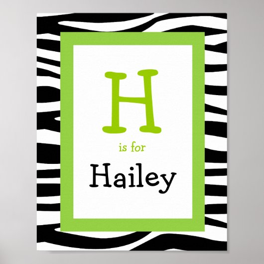 Trendy Zebra Print Nursery Wall Art Name Print (Voorkant)