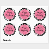 Trendy Zebra Print Roze Happy Birthday Stickers (Vel)