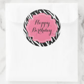 Trendy Zebra Print Roze Happy Birthday Stickers (Tas)