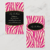 Trendy zebra print, warm roze visitekaartje (Voorkant / Achterkant)