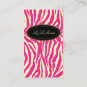 Trendy zebra print, warm roze visitekaartje (Achterkant)