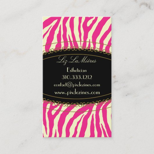 Trendy zebra print, warm roze visitekaartje (Voorkant)