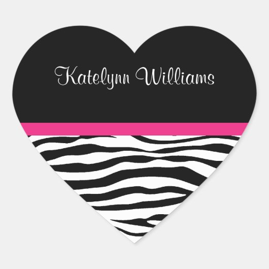Trendy Zebra Stripe gepersonaliseerde Sticker (Voorkant)