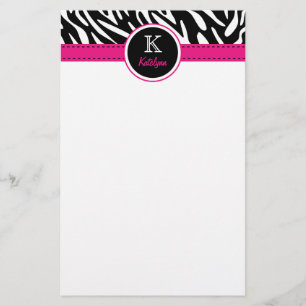 Trendy Zebra Stripes Monogrammed Briefpapier