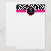 Trendy Zebra Stripes Monogrammed Briefpapier (Voorkant / Achterkant)
