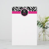 Trendy Zebra Stripes Monogrammed Briefpapier (Staand voorkant)