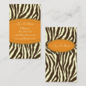 Trendy zebraprint, donkerbruin visitekaartje (Voorkant / Achterkant)