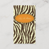 Trendy zebraprint, donkerbruin visitekaartje (Achterkant)