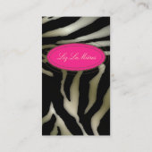 Trendy zebraprint, donkerbruin visitekaartje (Achterkant)