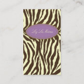 Trendy zebraprint, donkerbruin visitekaartje (Achterkant)