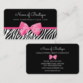 Trendy zebraprint met chic roze strik boetiek visitekaartje