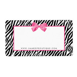 Trendy zebraprint met chique roze strik boetiek etiket