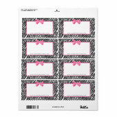Trendy zebraprint met chique roze strik boetiek etiket (Full Sheet)