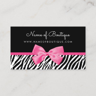 Trendy zebraprint met chique roze strik boetiek visitekaartje