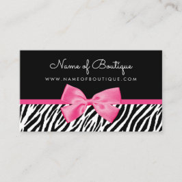 Trendy zebraprint met chique roze strik boetiek visitekaartje