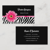 Trendy zebraprint met roze Gerbera Daisy Flower Visitekaartje (Voorkant / Achterkant)