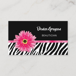 Trendy zebraprint met roze Gerbera Daisy Flower Visitekaartje