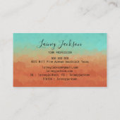 Trendy zee groen en verbrand sinaasappel abstract visitekaartje (Achterkant)