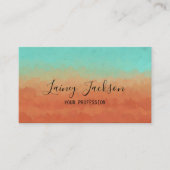 Trendy zee groen en verbrand sinaasappel abstract visitekaartje (Voorkant)