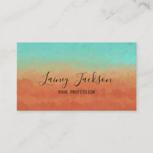 Trendy zee groen en verbrand sinaasappel abstract visitekaartje
