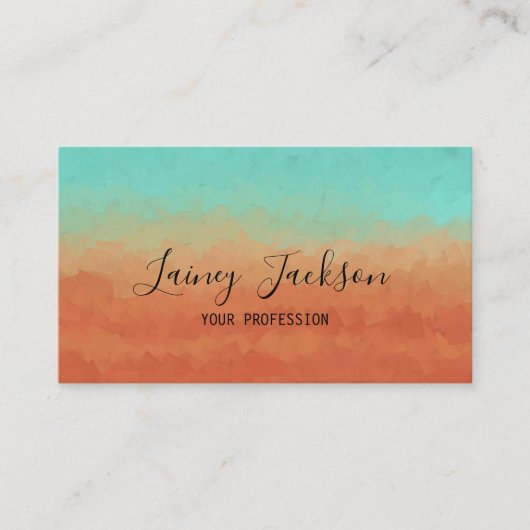 Trendy zee groen en verbrand sinaasappel abstract visitekaartje (Voorkant)